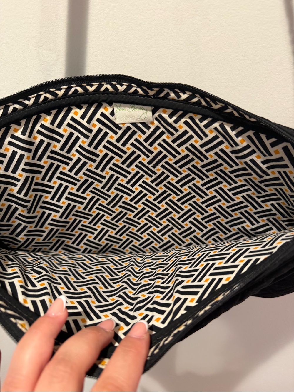 Vera Bradley Classic Black Quilted Laptop Crossbody Messenger Bagy Work Tote - Picture 4 of 6